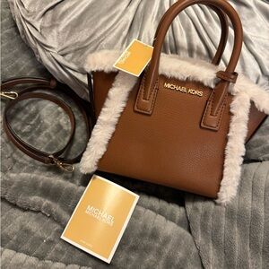 Michael Kors Brown Fur-Trimmed Women's Bag